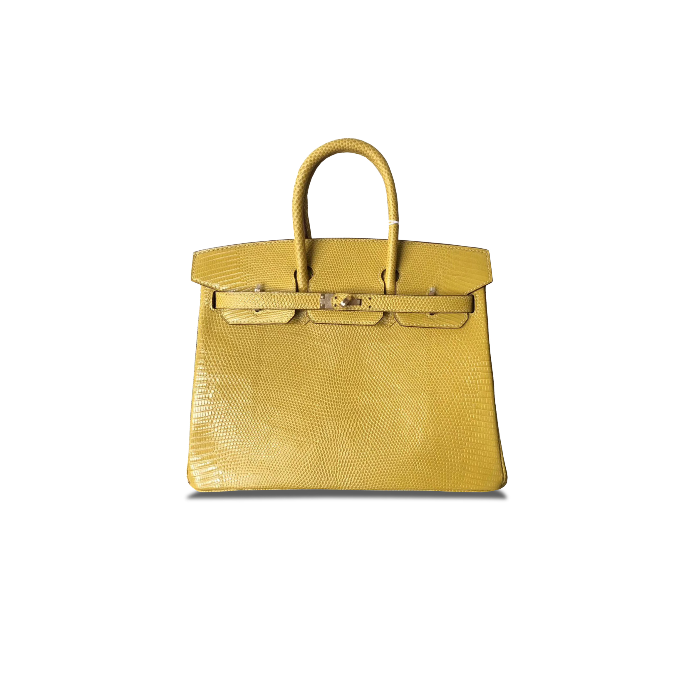 H**mes master birkin 25 lizard jaune de naples yellow bag gold buckle h028352ca05 (25*20*13cm)